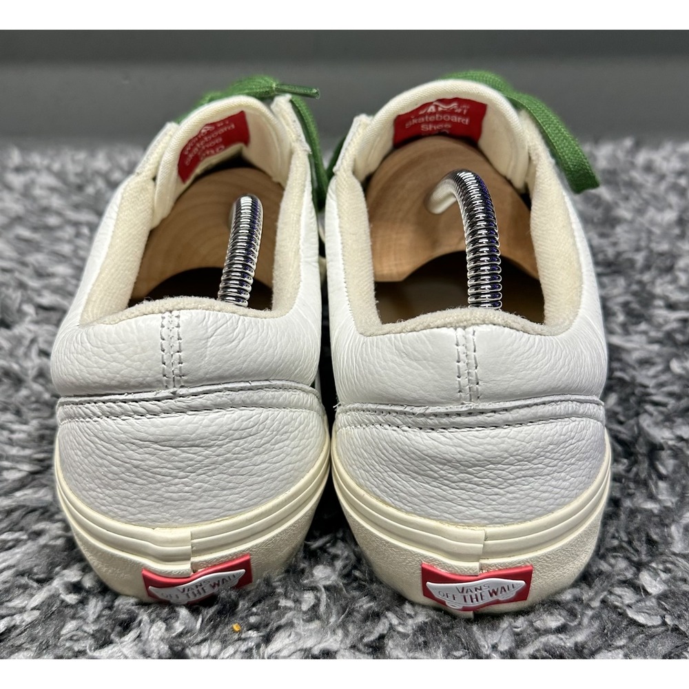 Vans Shoes Sneakers Mens Size 10.5 White Green Leather Old Skool Style 36 Skate - Picture 4 of 8